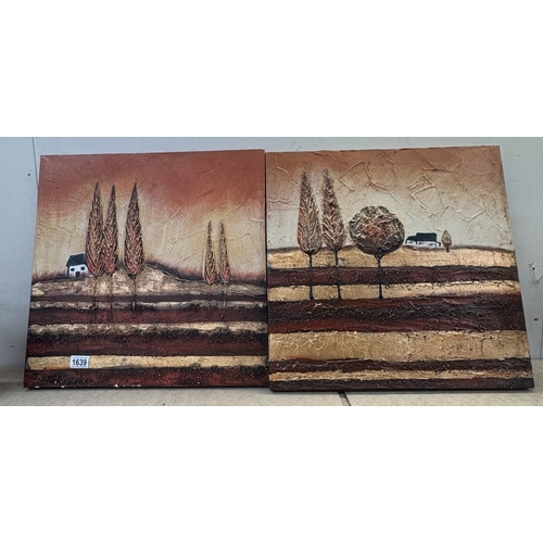 1639 - A pair of modern oil on canvas pictures 50 x 50cm