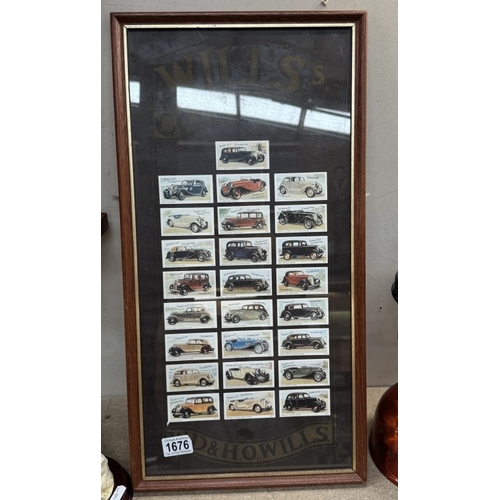 1676 - A framed set of reprint Taddy & Co cigarette cards of vintage cars