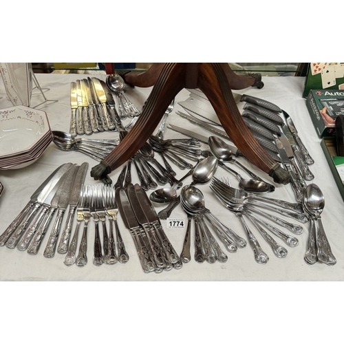 1774 - A good lot of Kings pattern cutlery & A quantity of titanium kitchen knives