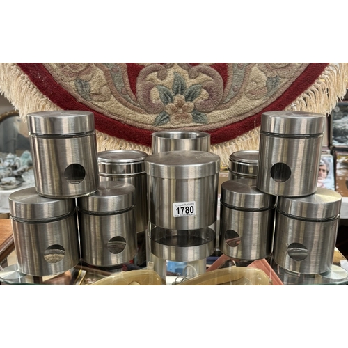 1780 - A quantity of stainless steel kitchen cannisters