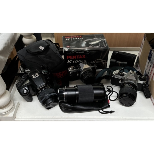 1871 - A collection of cameras & accessories including Pentax ME Super & Pentax MG etc