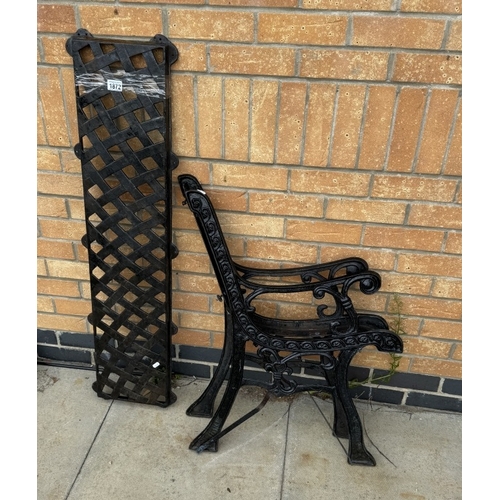 1872 - Metal bench ends with back section (No seat)