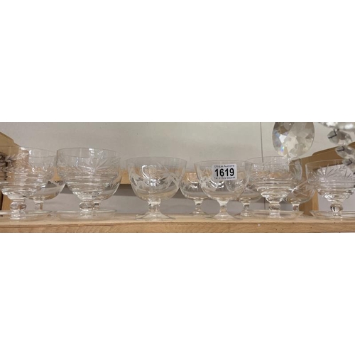 1619 - A quantity of vintage etched glassware