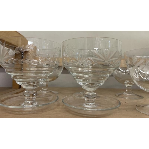 1619 - A quantity of vintage etched glassware