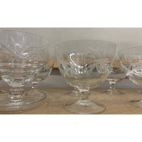 1619 - A quantity of vintage etched glassware