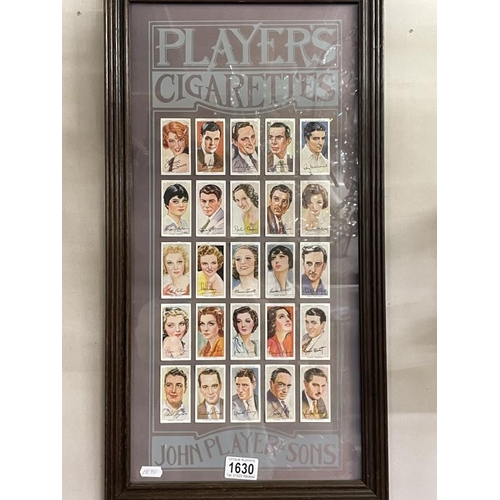 1630 - A framed & glazed Players cigarette cards display of famous actors