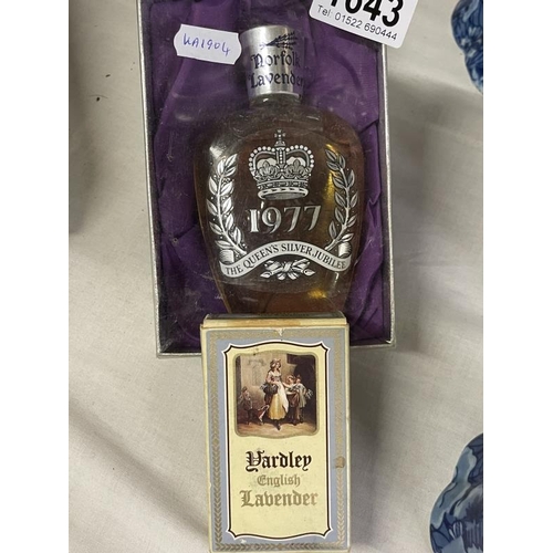 1643 - 2 bottles of lavender from The Silver Jubilee 1977 & 1 other (all appear to be unopened)