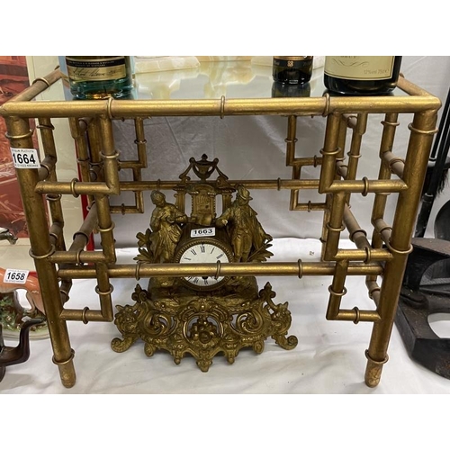 1664 - A gilt bamboo table with mirrored top