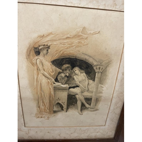 1666 - A framed unglazed picture of a classical scene from a Greek Myth (42cm x 51cm)