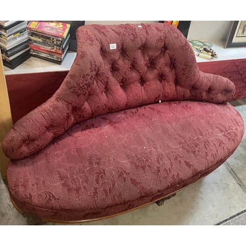 1681 - A Victorian mahogany framed cabriole leg chaise longue. COLLECT ONLY.