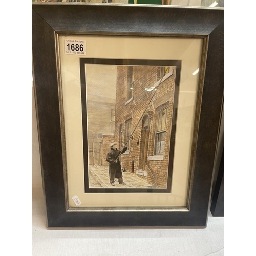 1686 - A lovely painting by Wendy Heather-Cray (knocker up) Frame approximately 45.5cm x 37cm