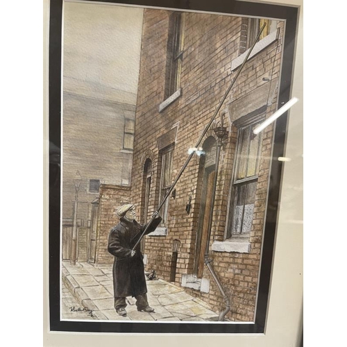 1686 - A lovely painting by Wendy Heather-Cray (knocker up) Frame approximately 45.5cm x 37cm