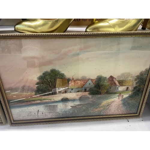 1700 - 2 framed & glazed images of country scenes