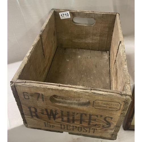 1710 - A vintage wooden R. Whites lemonade crate/box