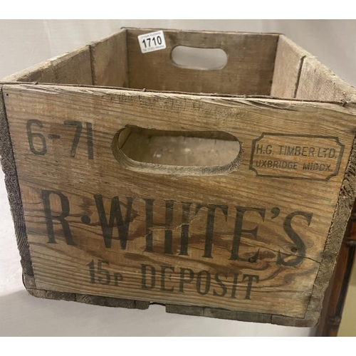 1710 - A vintage wooden R. Whites lemonade crate/box