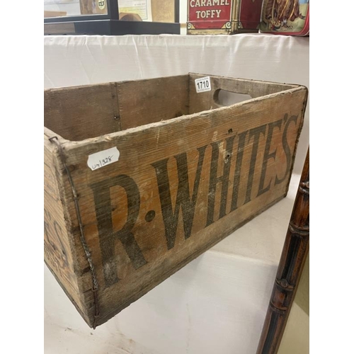 1710 - A vintage wooden R. Whites lemonade crate/box