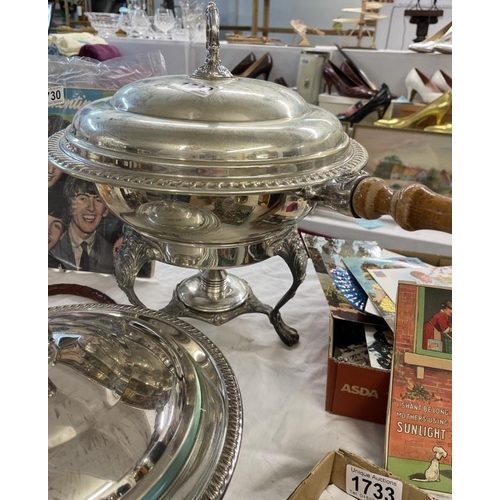 1732 - A silver plated fondue set and a matching tureen