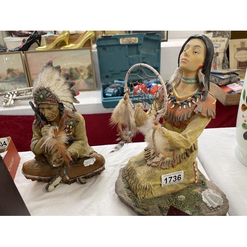 1736 - 2 Native Indian figurines