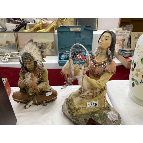 1736 - 2 Native Indian figurines