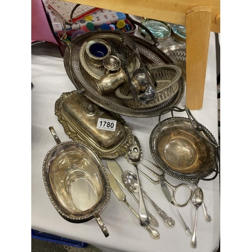 1780 - A quantity of silver & silver plated items including flatware bowls & trays etc.