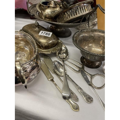 1780 - A quantity of silver & silver plated items including flatware bowls & trays etc.