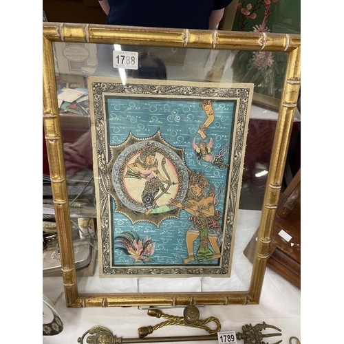 1788 - An Asian style print in a bamboo style frame. COLLECT ONLY.