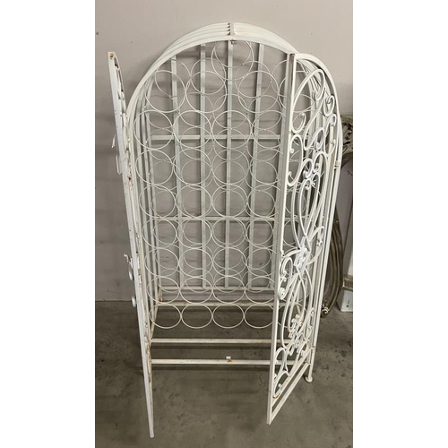 1886 - A White painted wrought iron cage wine rack