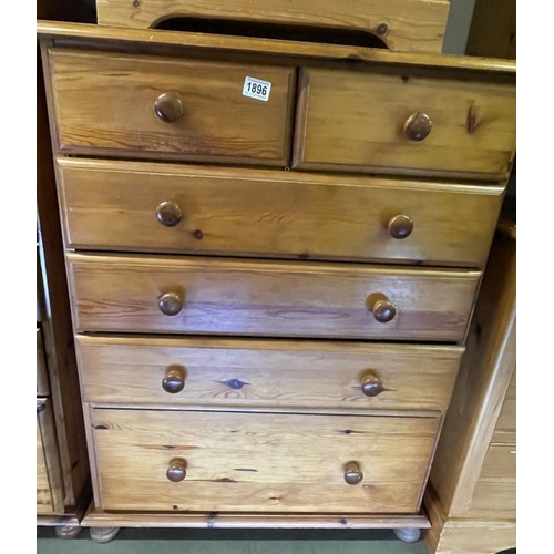 1896 - A two over four pine chest of drawers, COLLECT ONLY