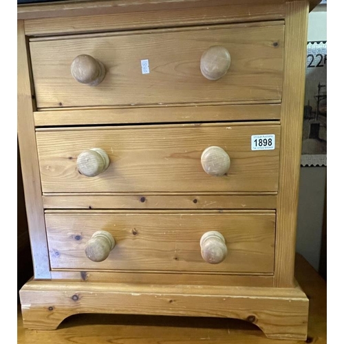 1898 - A solid pine bedside chest of drawers COLLECT ONLY.