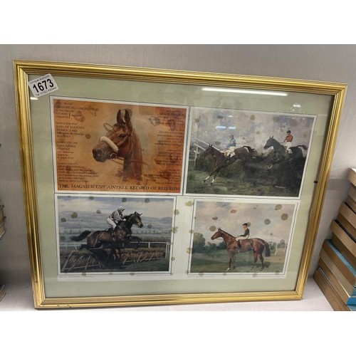 1673 - A framed & glazed picture. 
Collage picture of horse related images.