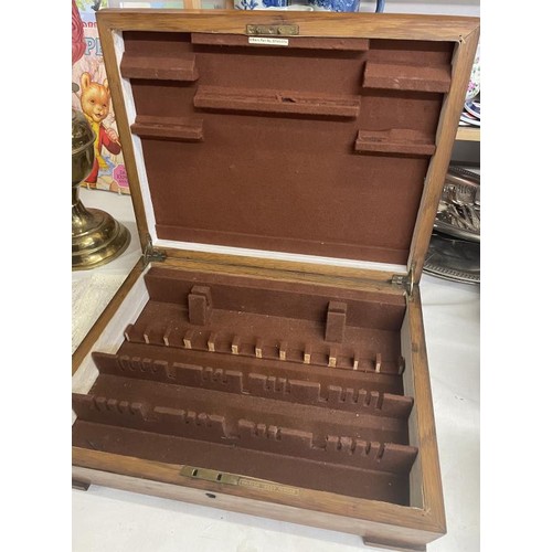 1629 - 4 wooden boxes including cutlery box & old tea caddy etc.