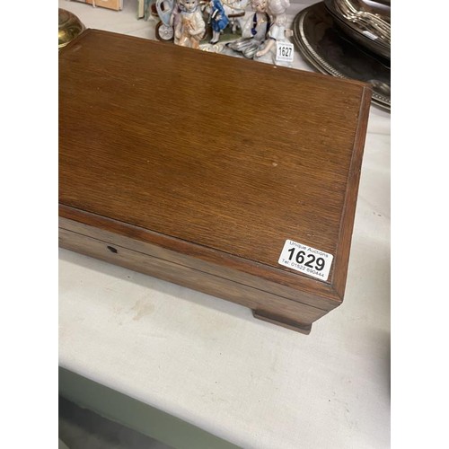 1629 - 4 wooden boxes including cutlery box & old tea caddy etc.