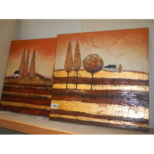 1409 - A pair of modern paintings on canvas.