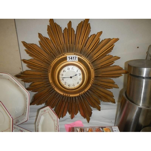 1417 - A 'Sunburst' wall clock.