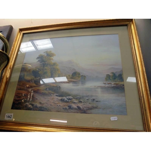 1442 - A framed and glazed rural scene watercolour, COLLECT ONLY.