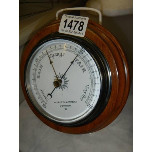 1478 - A good quality barometer by Negretti & Zambra, London.