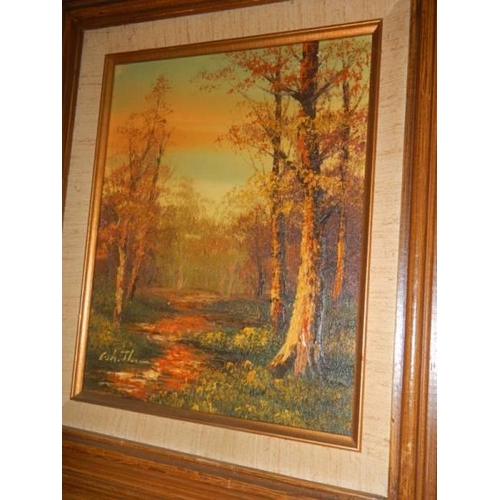 1503 - An oak framed oil on board painting signed John Thomas.