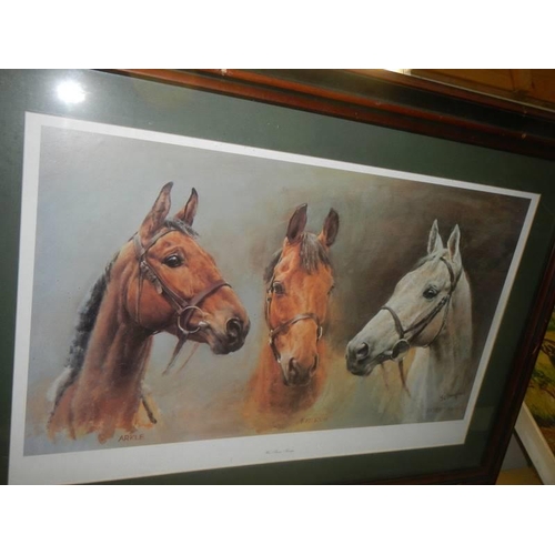 1508 - A framed and glazed print entitled 'We Three Kings' featuring Arkle, Red Rum and Desert Orchid, COLL... 