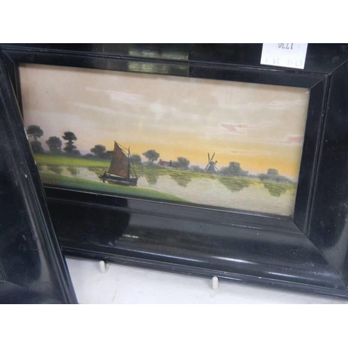 1532 - A framed and glazed watercolour rural scene with lake, COLLECT ONLY.