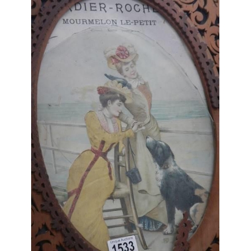 1533 - An Edwardian fretwork picture frame in need of restoration. COLLECT ONLY.