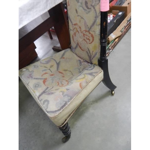 1543 - A 19th century Prie Deux (Prayer Chair) good re-upholstery project. COLLECT ONLY.