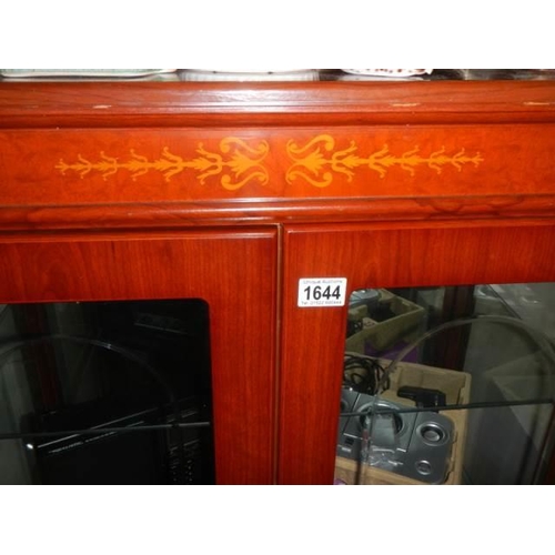 1644 - A good mahogany inlaid display cabinet, COLLECT ONLY.