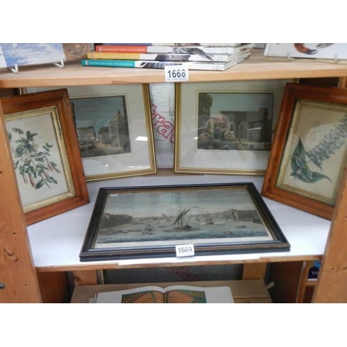 1669 - A mixed lot of old framed and glazed pictures. COLLECT ONLY.