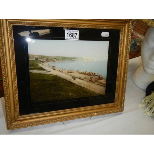 1687 - A framed and glazed beach scene, COLLECT ONLY.