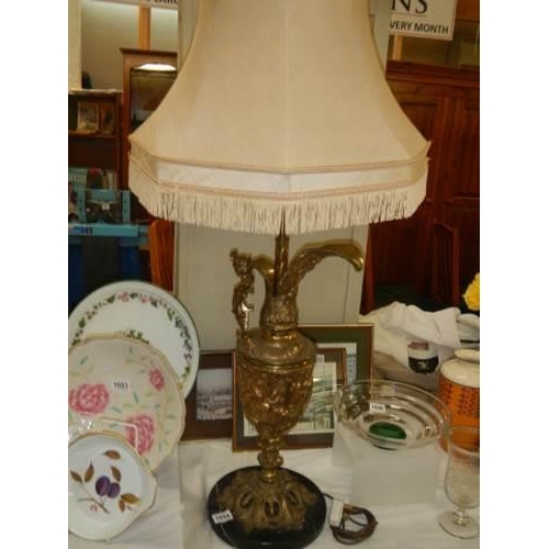 1694 - An excellent 'ewer' table lamp on marble base, COLLECT ONLY.