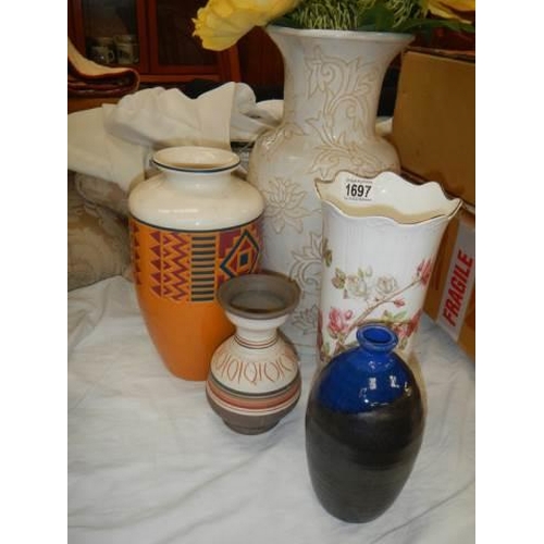 1697 - Five assorted 20th century vases.