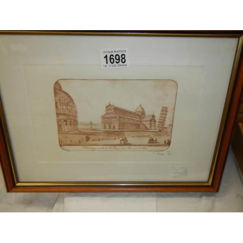 1698 - A framed and glazed limited edition print, 43/70, COLLECT ONLY.