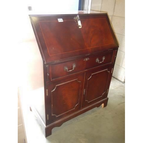 1714 - A mahogany drop front bureau, COLLECT ONLY.