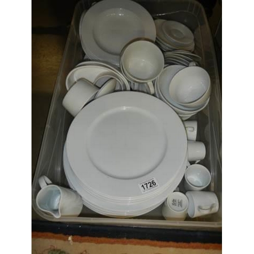 1726 - A large crate of Debenhams White Gourmet porcelain.