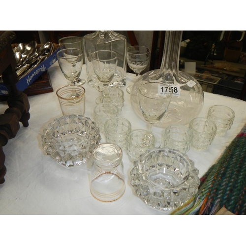 1758 - 2 decanters & a quantity of glassware